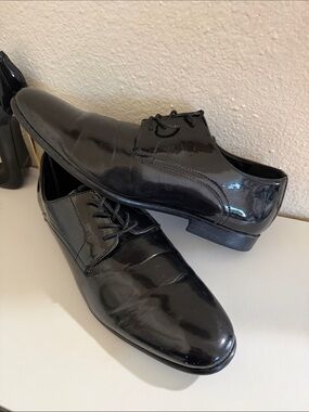 Aldo Black Patent Lace-Up Derby Shoes